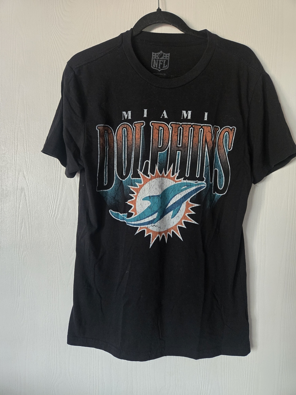 NFL Miami Dolphins Graphic Tee - Black with Teal & Orange Logo